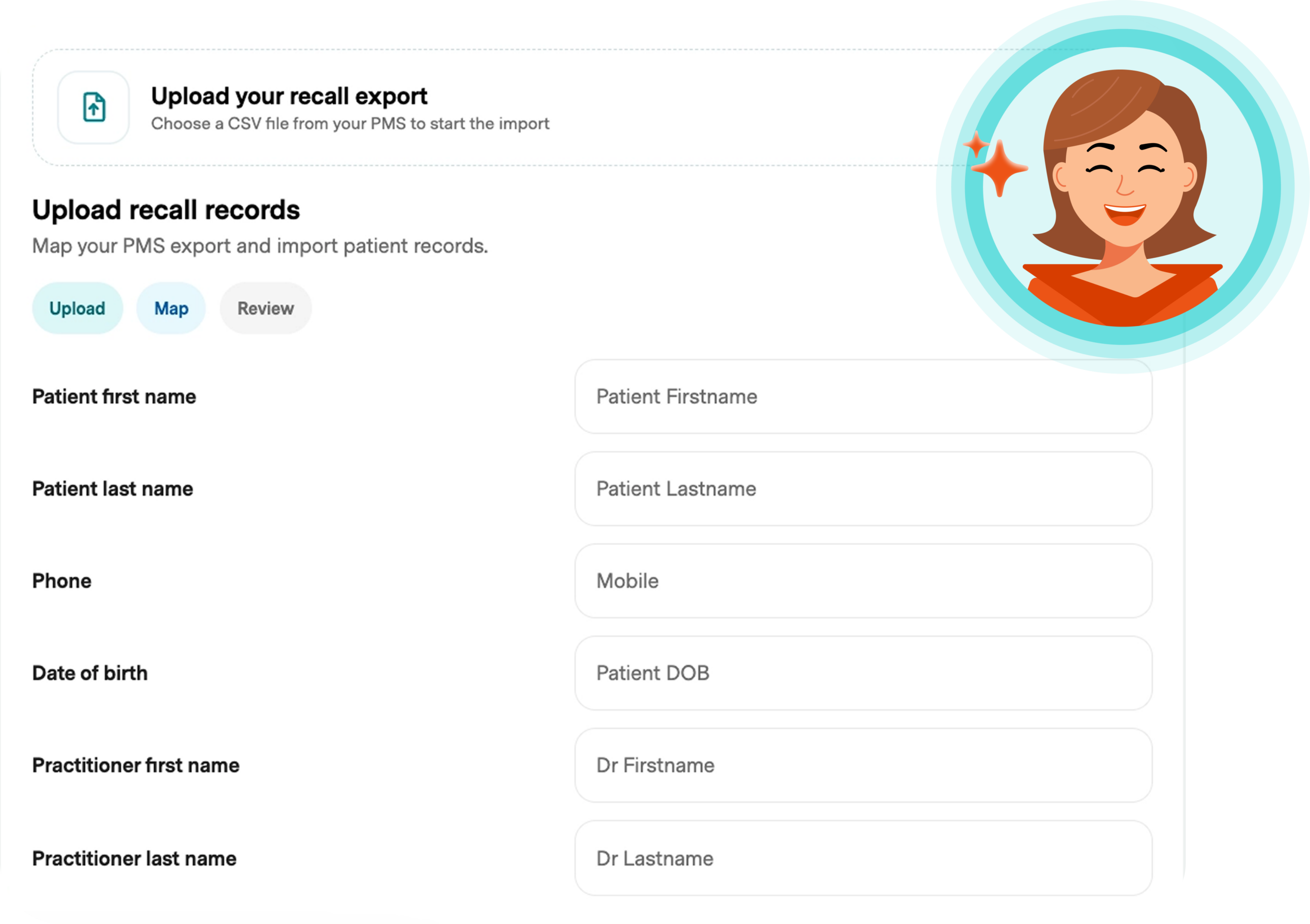 Uploading and mapping a recall export in Healthengine, with Helen AI