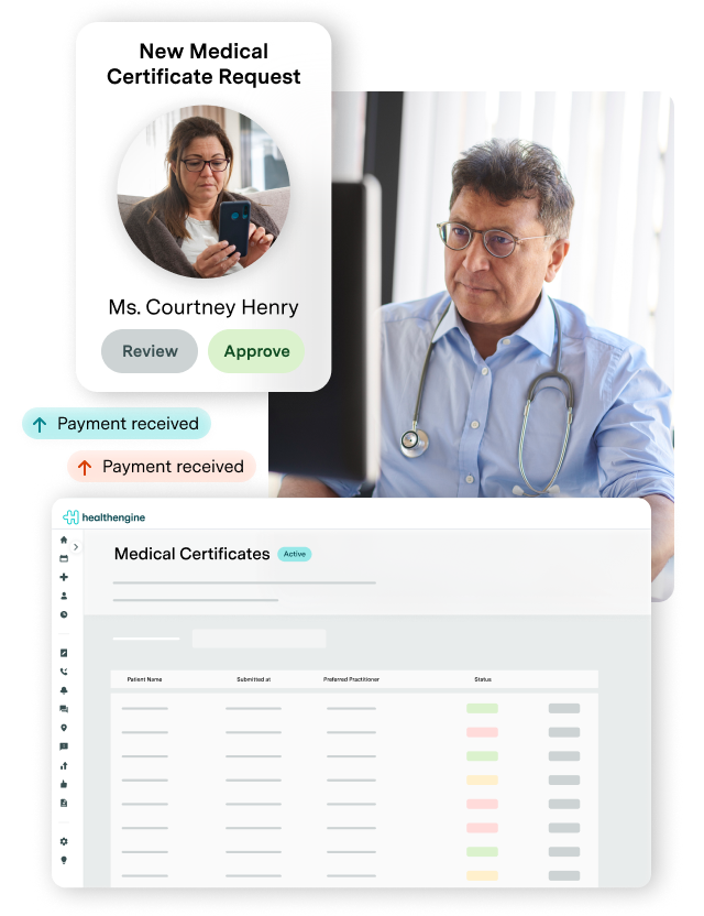 GP using the Healthengine Dashboard to Manage Medical Certificate Requests