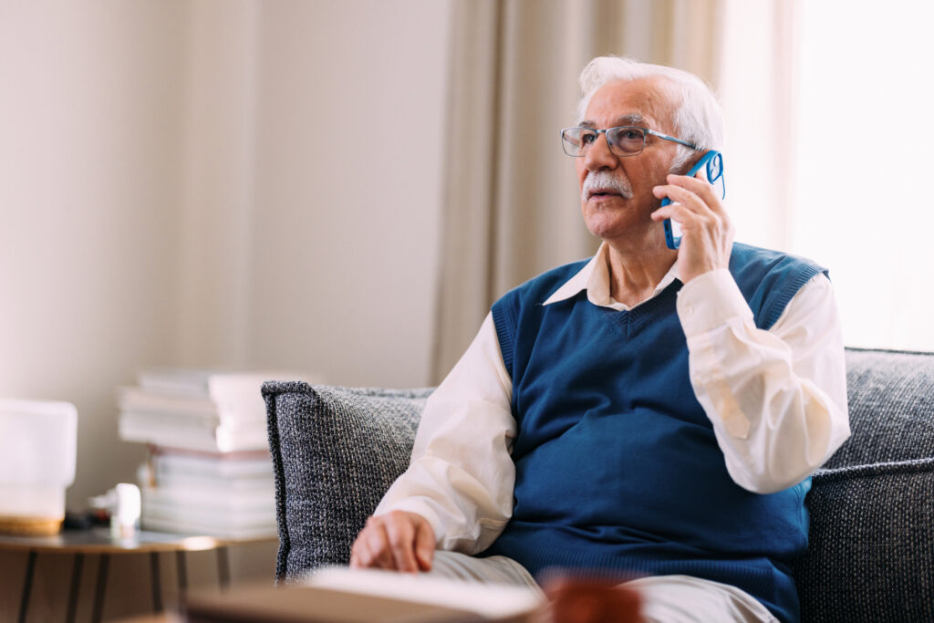 Elderly man on the phone